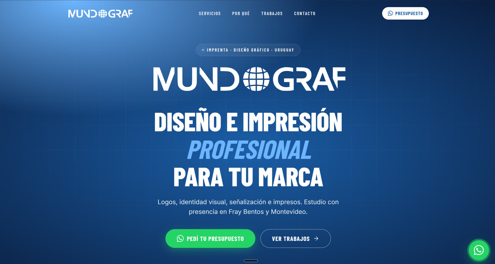 Sitio web institucional de Mundograf — caso de diseño y desarrollo web realizado por Ambition